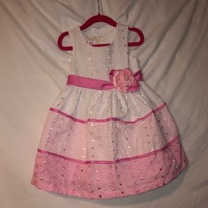 FLOWER GIRL PICTURE DAY PINK & WHITE DRESS 3T
